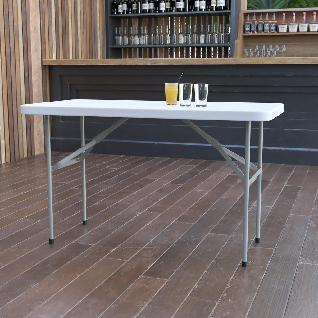 FLASH 121.9cm Plastic Folding Table Commercial Grade Rectangular
