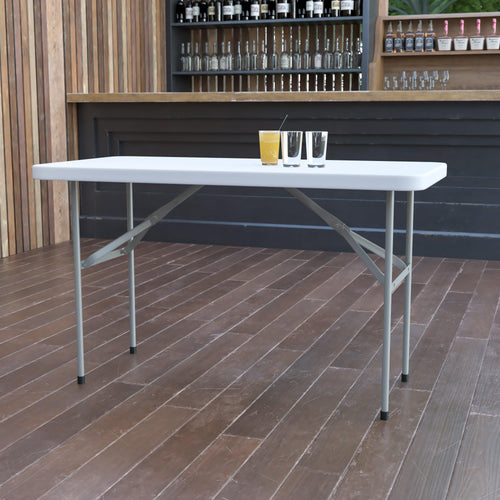 FLASH 121.9cm Plastic Folding Table Commercial Grade Rectangular