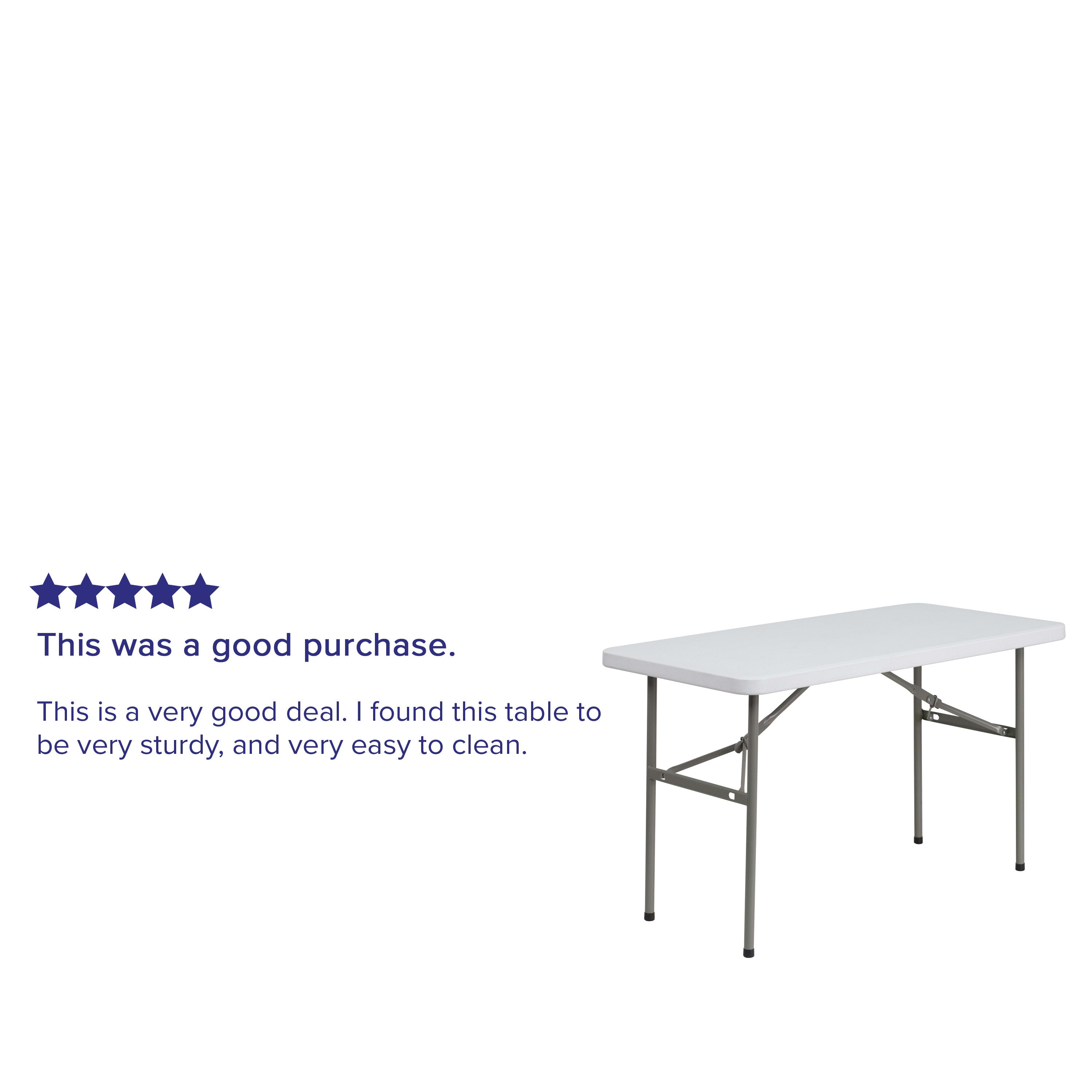 FLASH 121.9cm Plastic Folding Table Commercial Grade Rectangular