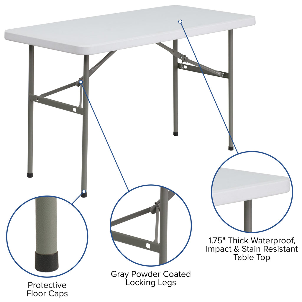 FLASH 121.9cm Plastic Folding Table Commercial Grade Rectangular