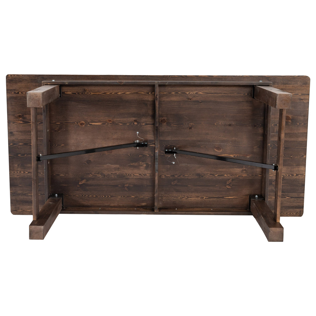 FLASH HERCULES Series Solid Pine Folding Farm Table 213.4 x 101.6 cm