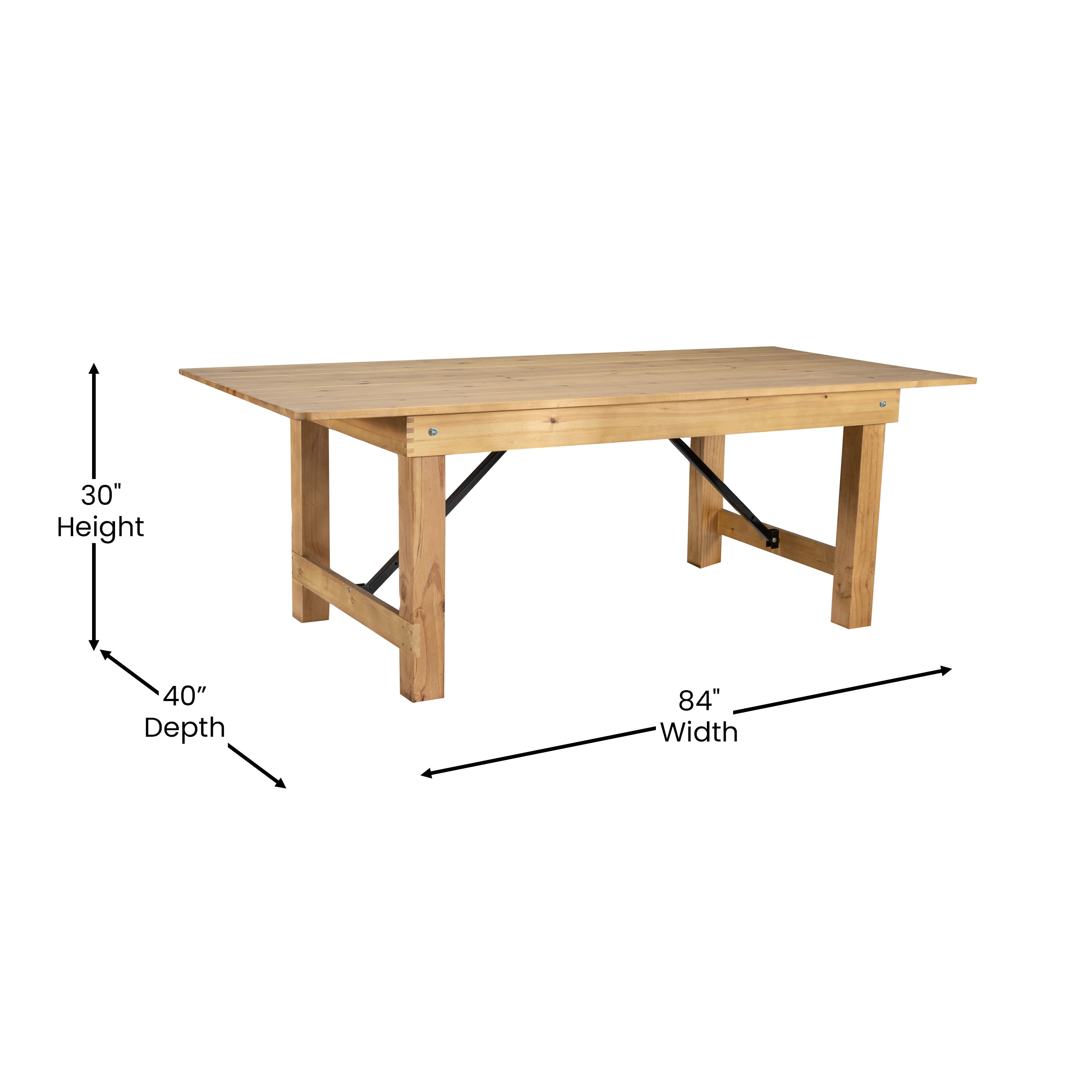 FLASH HERCULES Series Solid Pine Folding Farm Table 213.4 x 101.6 cm