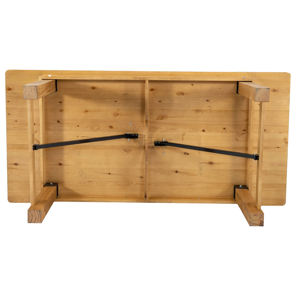 FLASH HERCULES Series Solid Pine Folding Farm Table 213.4 x 101.6 cm