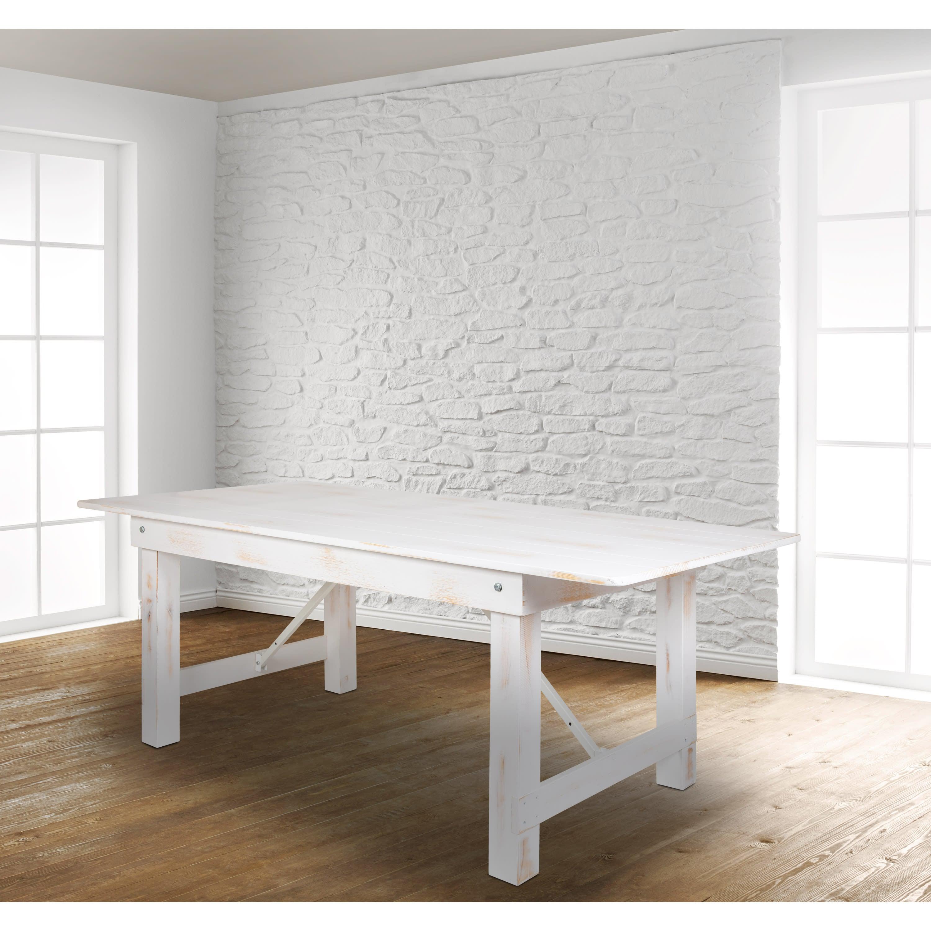 FLASH HERCULES Series Solid Pine Folding Farm Table 213.4 x 101.6 cm