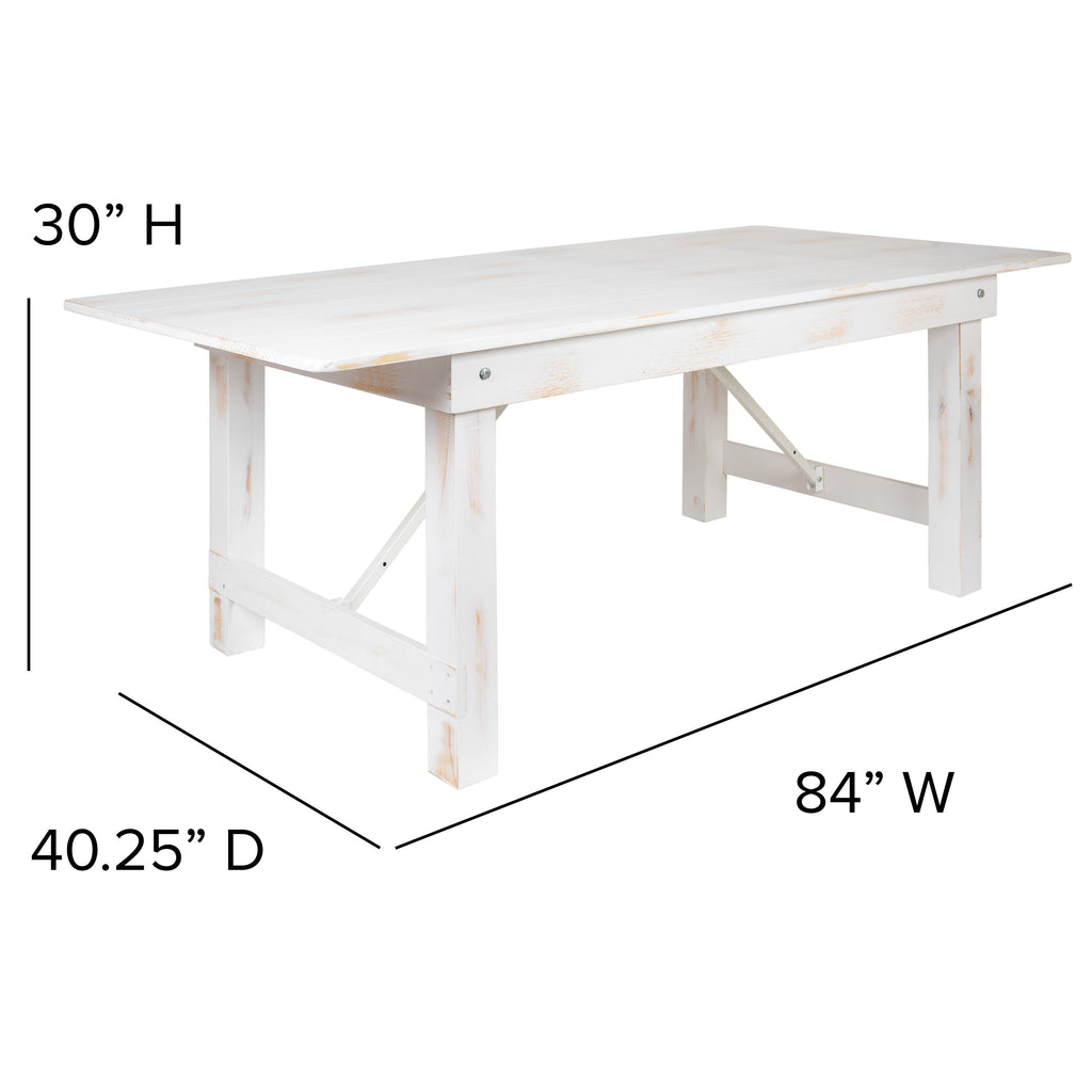 FLASH HERCULES Series Solid Pine Folding Farm Table 213.4 x 101.6 cm