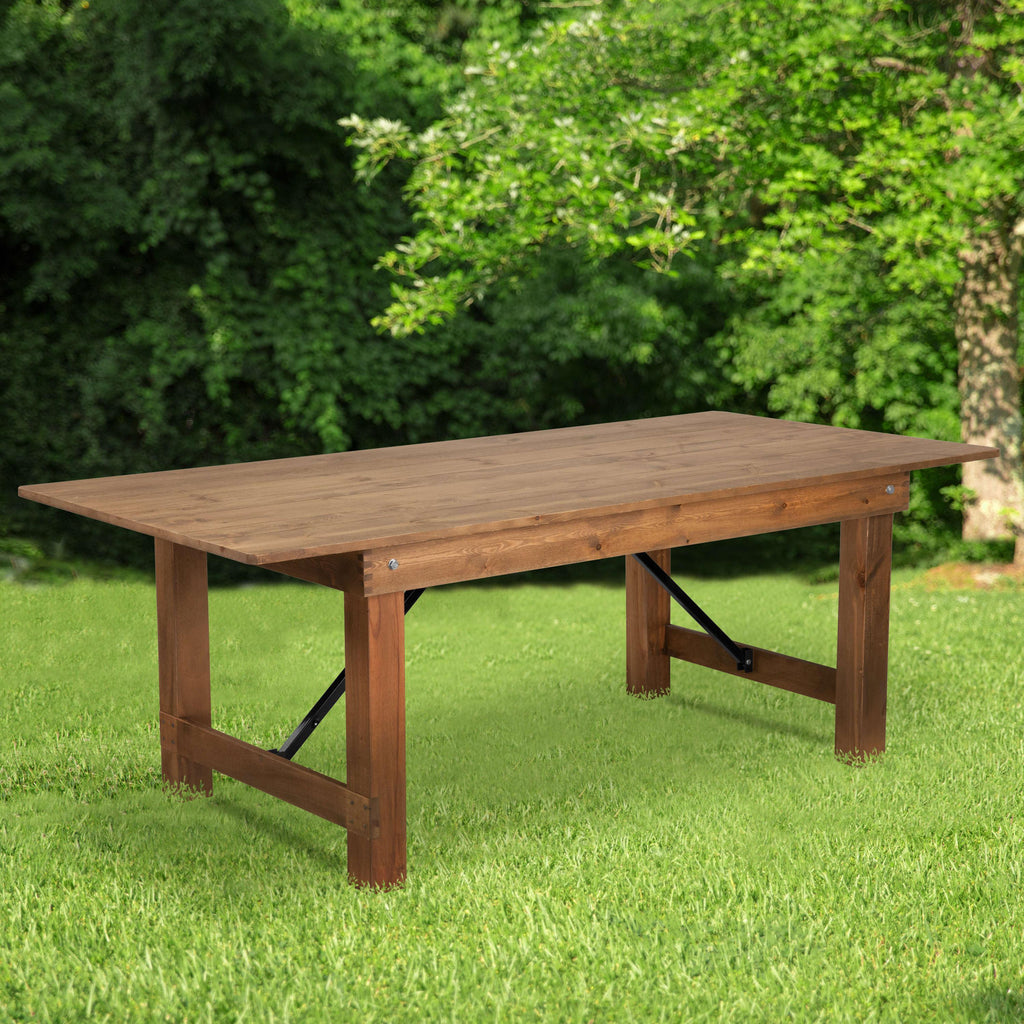 FLASH HERCULES Series Solid Pine Folding Farm Table 213.4 x 101.6 cm