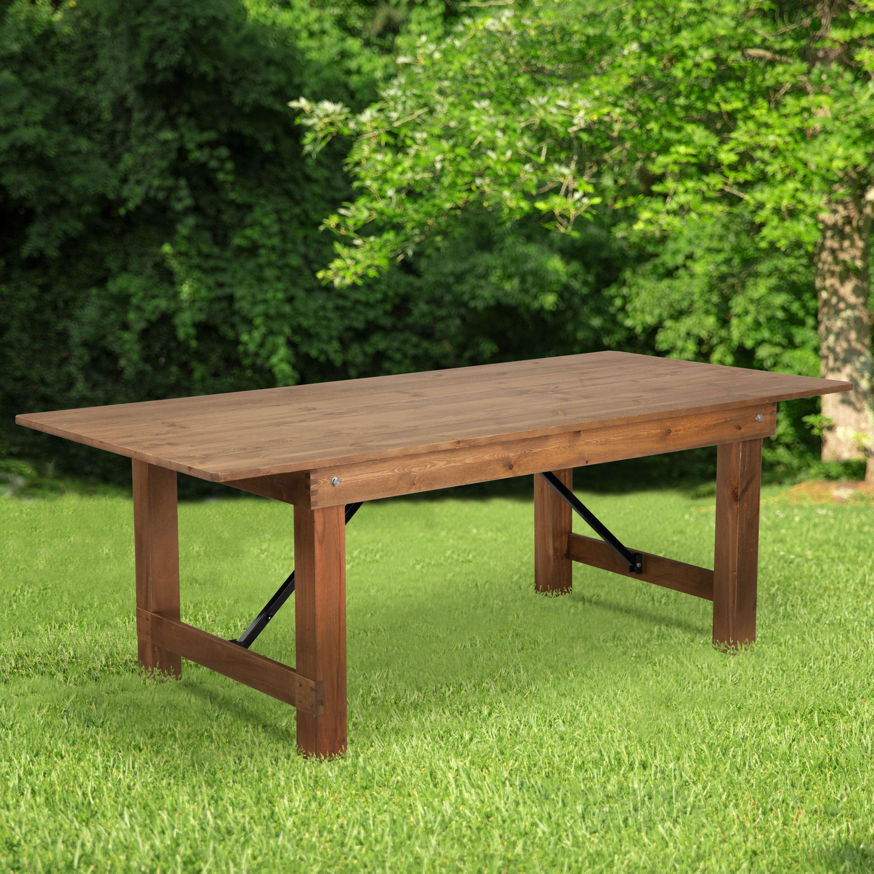 FLASH HERCULES Series Solid Pine Folding Farm Table 213.4 x 101.6 cm