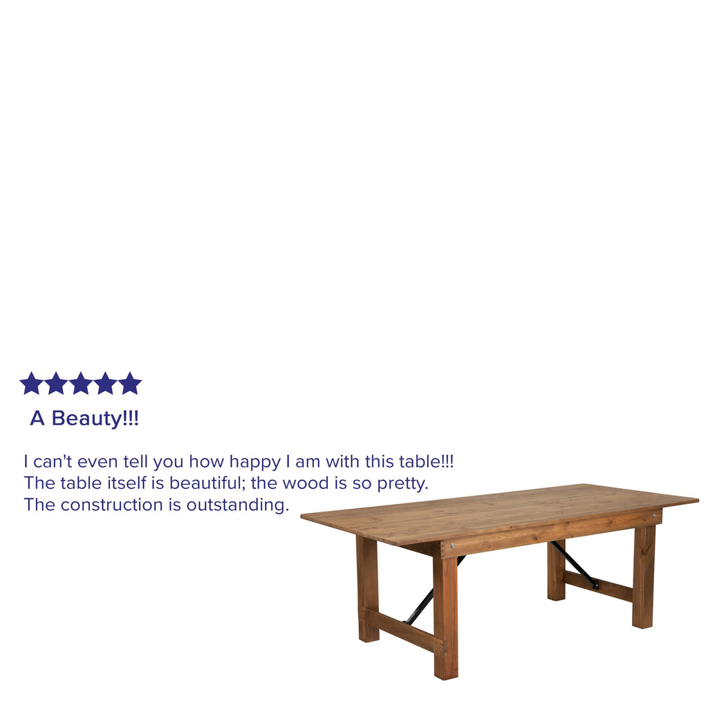 FLASH HERCULES Series Solid Pine Folding Farm Table 213.4 x 101.6 cm