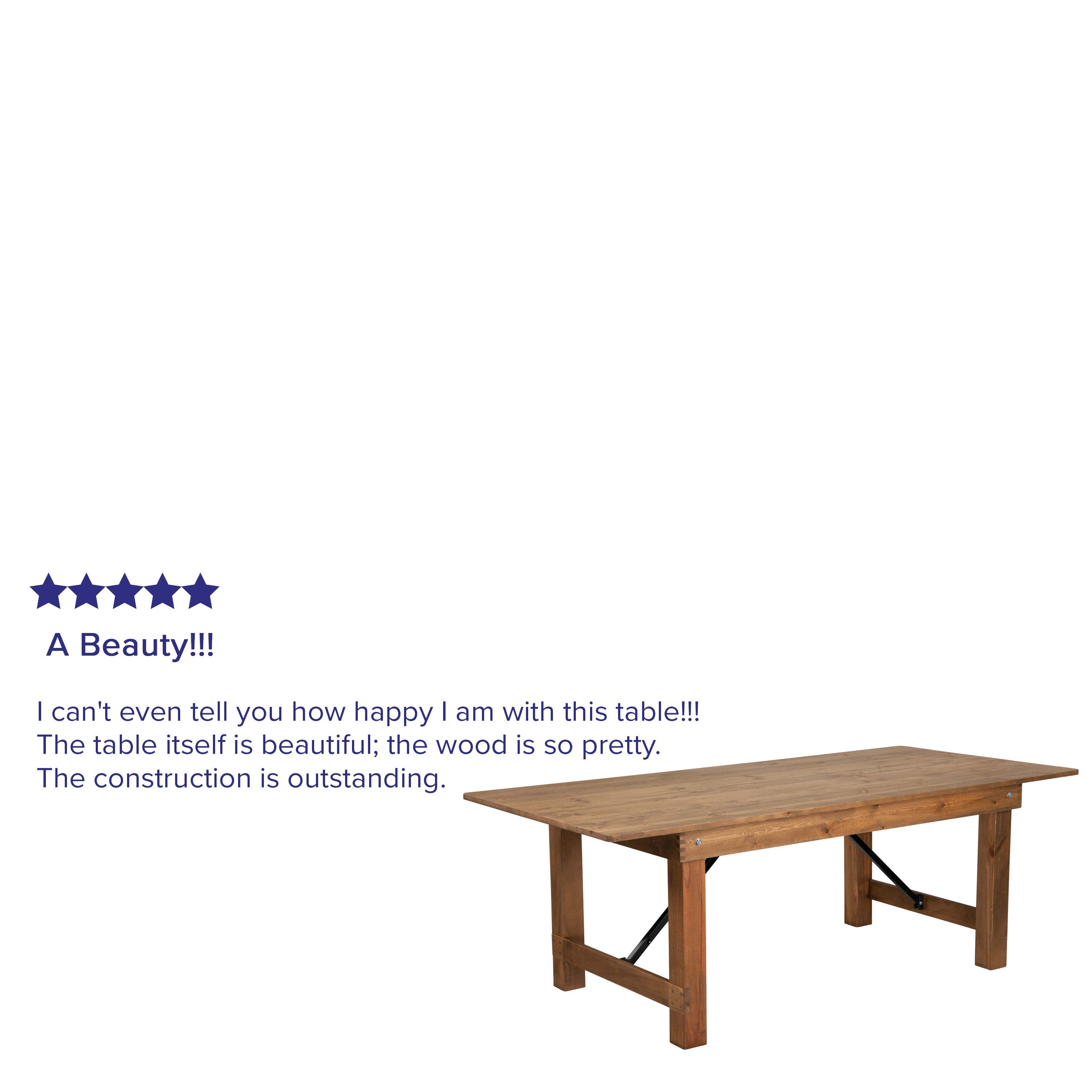 FLASH HERCULES Series Solid Pine Folding Farm Table 213.4 x 101.6 cm