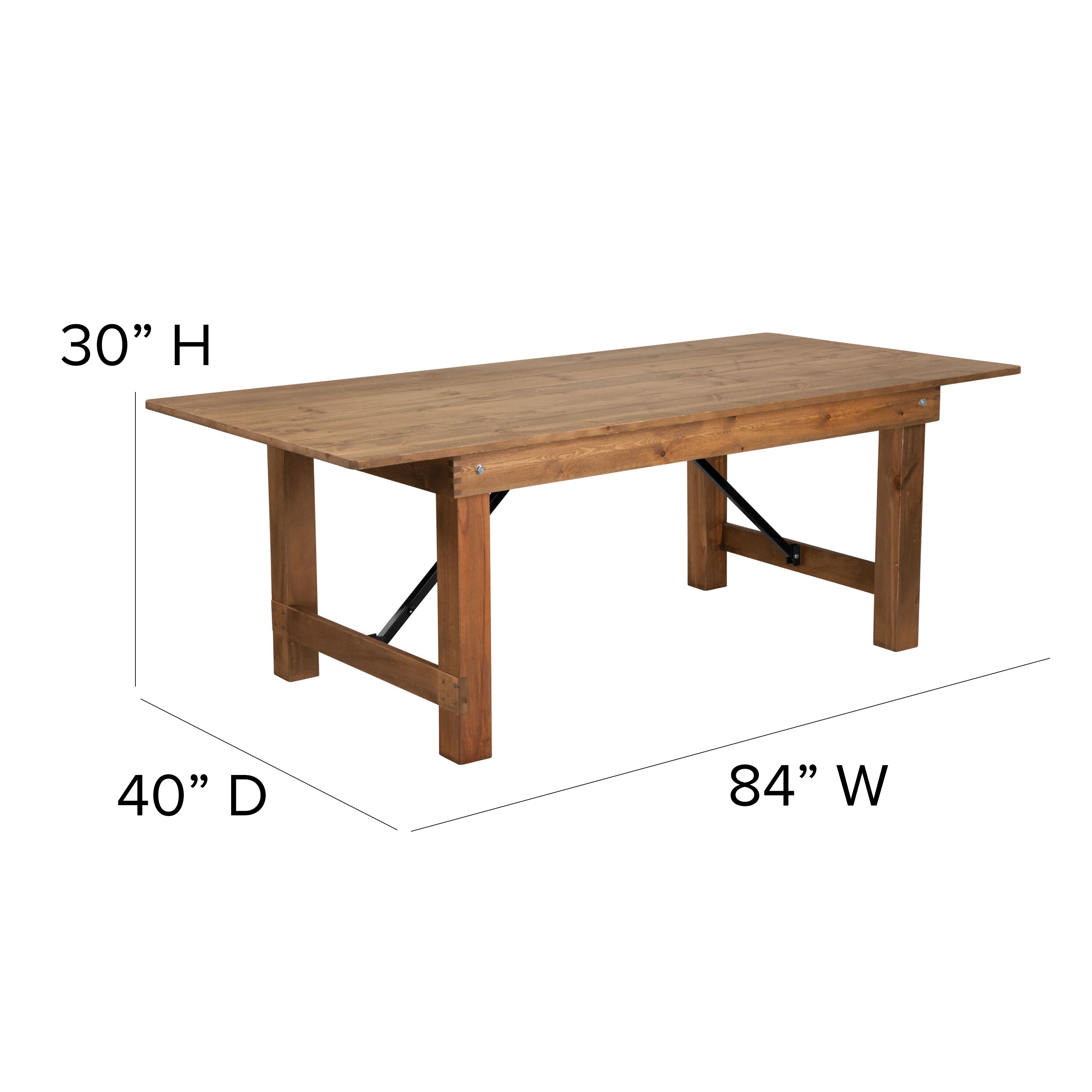 FLASH HERCULES Series Solid Pine Folding Farm Table 213.4 x 101.6 cm
