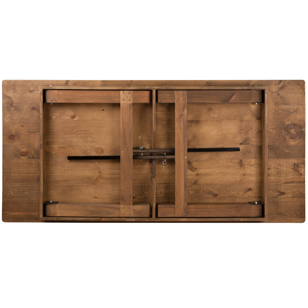FLASH HERCULES Series Solid Pine Folding Farm Table 213.4 x 101.6 cm