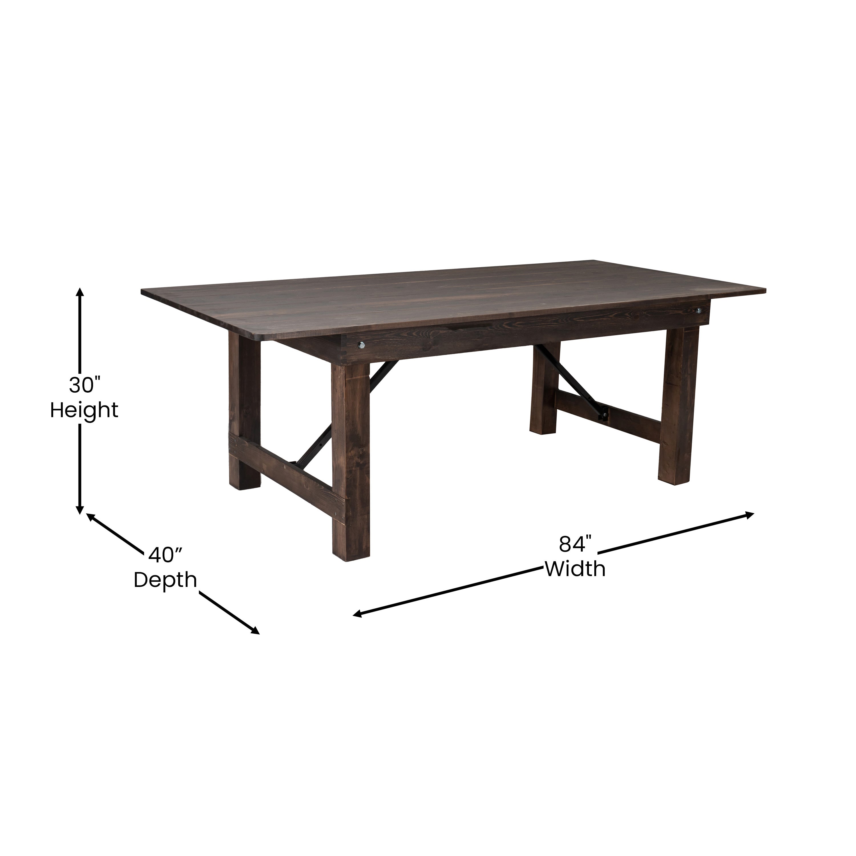 FLASH HERCULES Series Solid Pine Folding Farm Table 213.4 x 101.6 cm