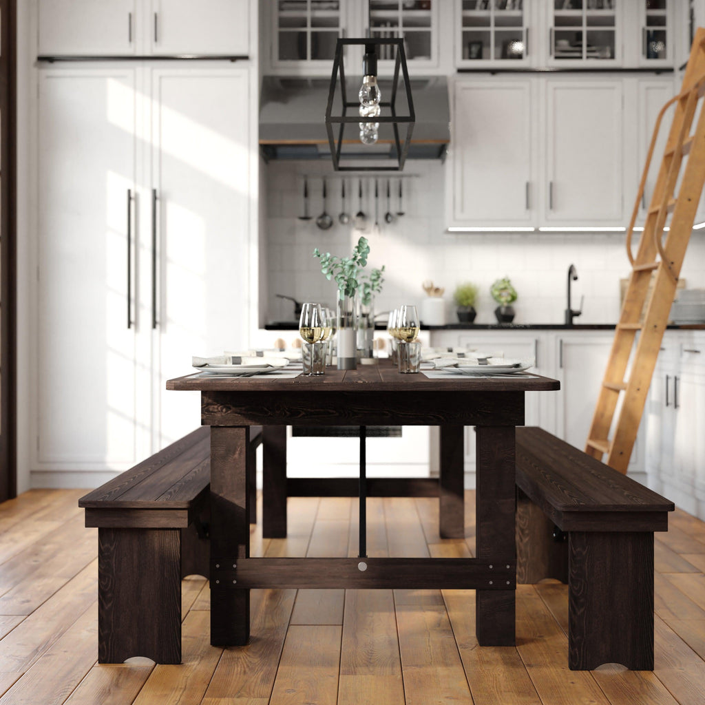FLASH HERCULES Series Solid Pine Folding Farm Table 213.4 x 101.6 cm