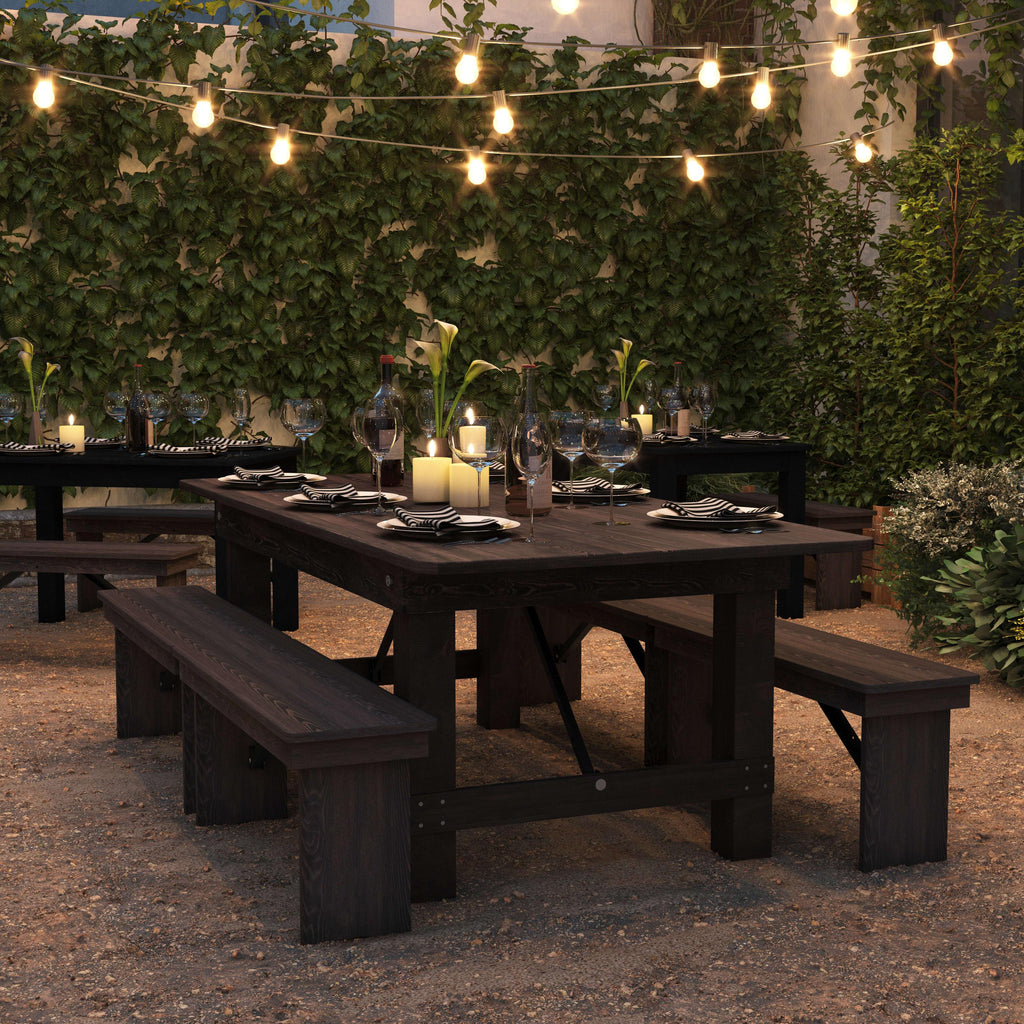 FLASH HERCULES Series Solid Pine Folding Farm Table 213.4 x 101.6 cm
