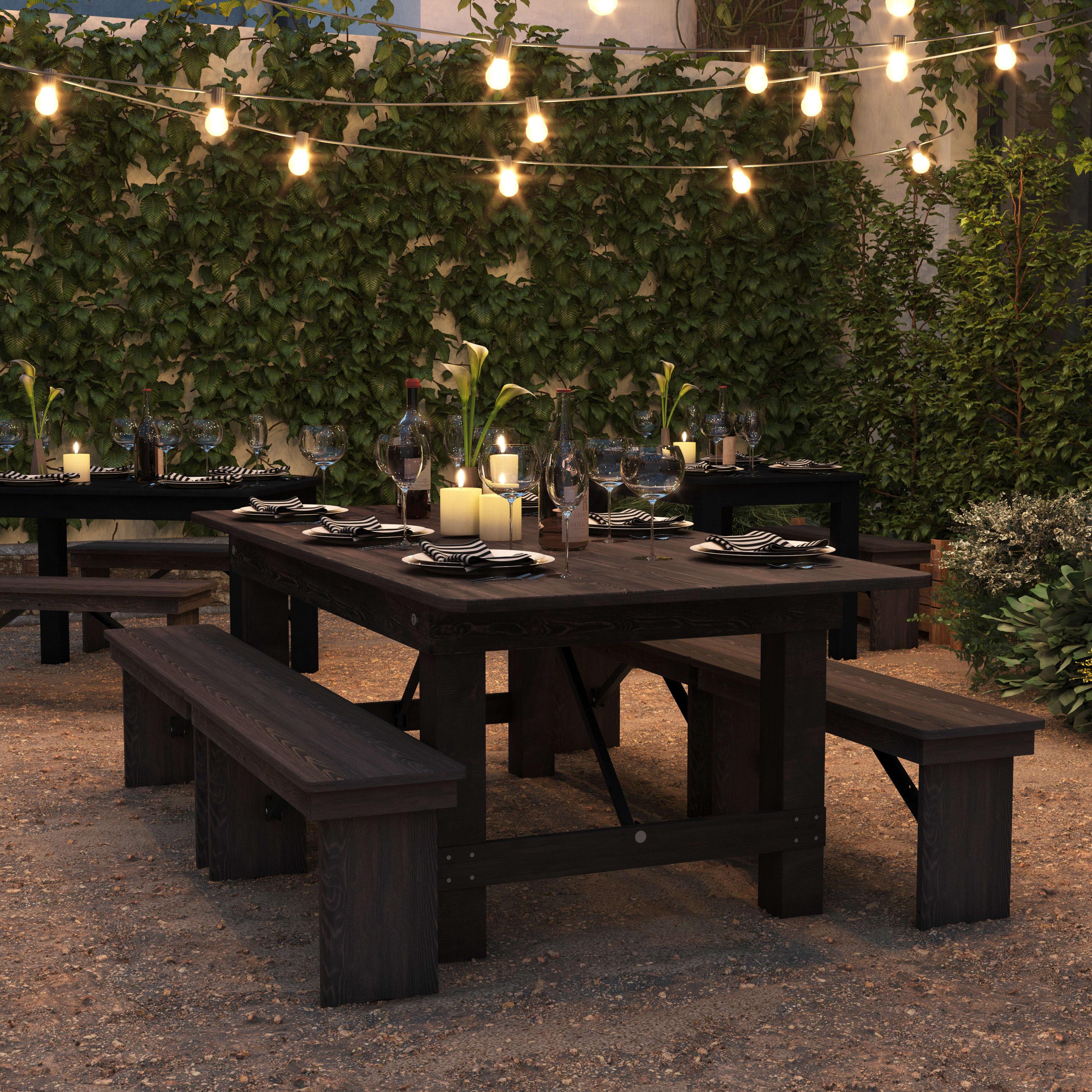 FLASH HERCULES Series Solid Pine Folding Farm Table 213.4 x 101.6 cm